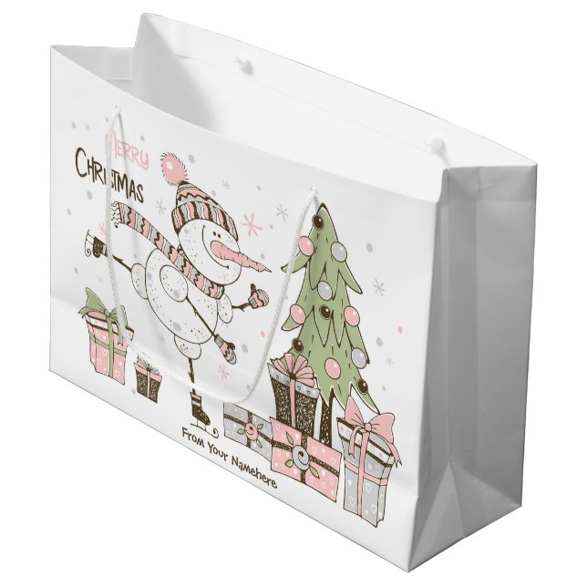 Erstellen Sie Ihre eigenen Ice Skaten Snowman Weih Große Geschenktüte (Vorderseite Schrägansicht)