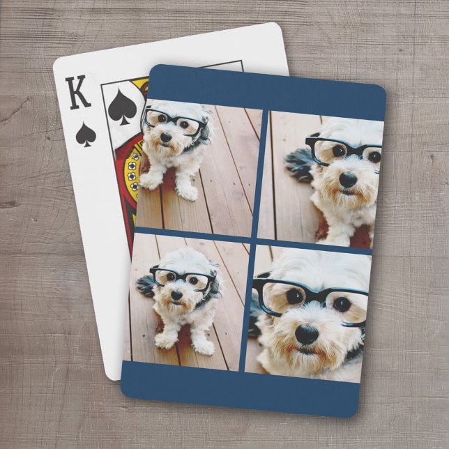 Erstellen Sie Ihre eigenen Instagram Collage Navy  Spielkarten (Personalized Playing Cards - 4 Photos)