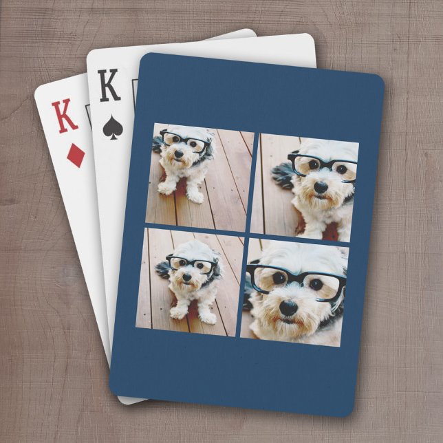 Erstellen Sie Ihre eigenen Instagram Collage Navy  Spielkarten (Personalized Playing Cards - Add 4 Photos)