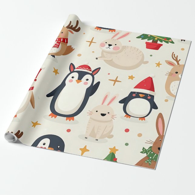 Erstellen Sie Ihre eigenen Kawaii-Freunde Tiere Geschenkpapier (Ungerollt)