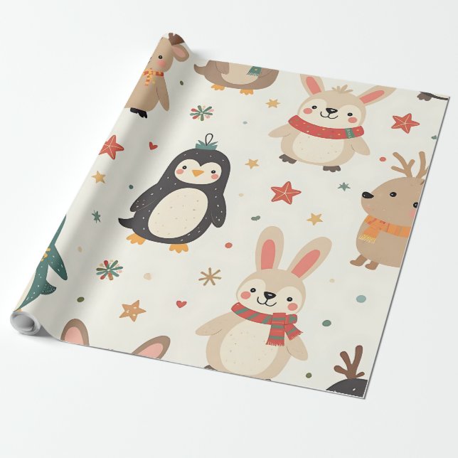 Erstellen Sie Ihre eigenen Kawaii-Freunde Weihnach Geschenkpapier (Ungerollt)