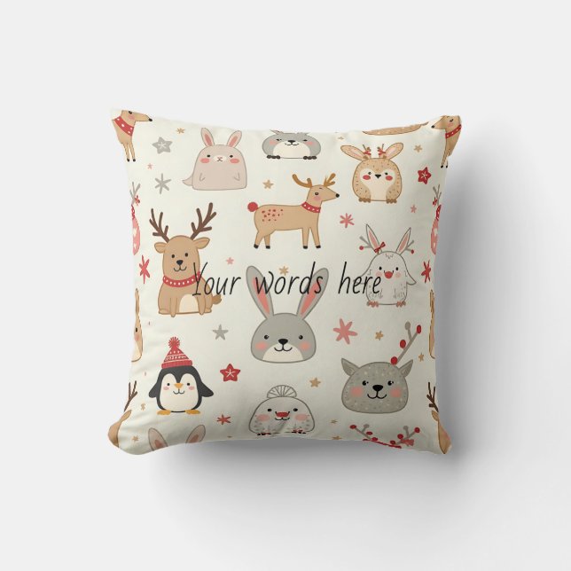 Erstellen Sie Ihre eigenen Kawaii Weihnachtstiere Kissen (Vorderseite)