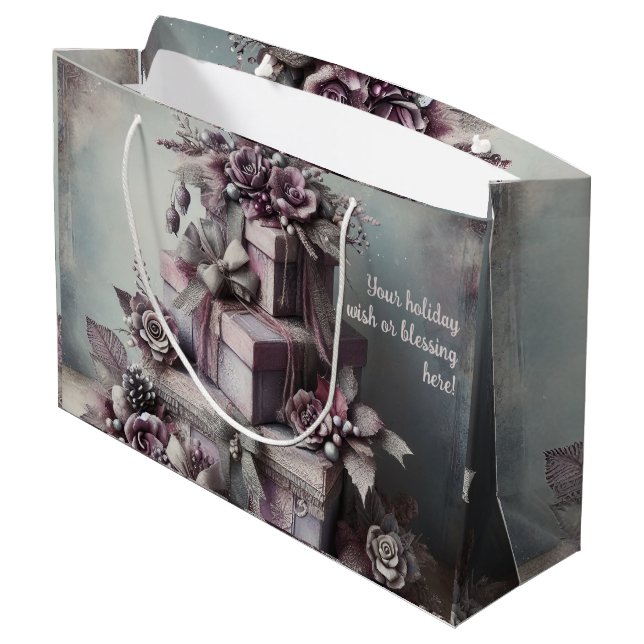 Erstellen Sie Ihre eigenen Lila Rose-Präsentatione Große Geschenktüte (Rückseite Schrägansicht)