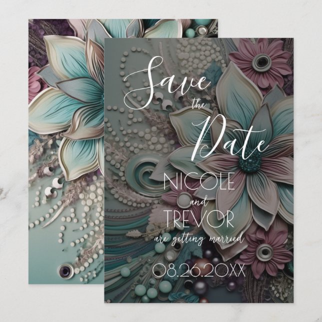 Erstellen Sie Ihre eigenen - Luxus Shabby Chic Pap Save The Date (Vorne/Hinten)