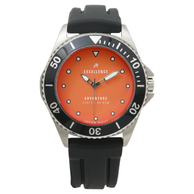 Erstellen Sie Ihre eigenen Mit Monogramm orangefar Armbanduhr (Vorderseite)