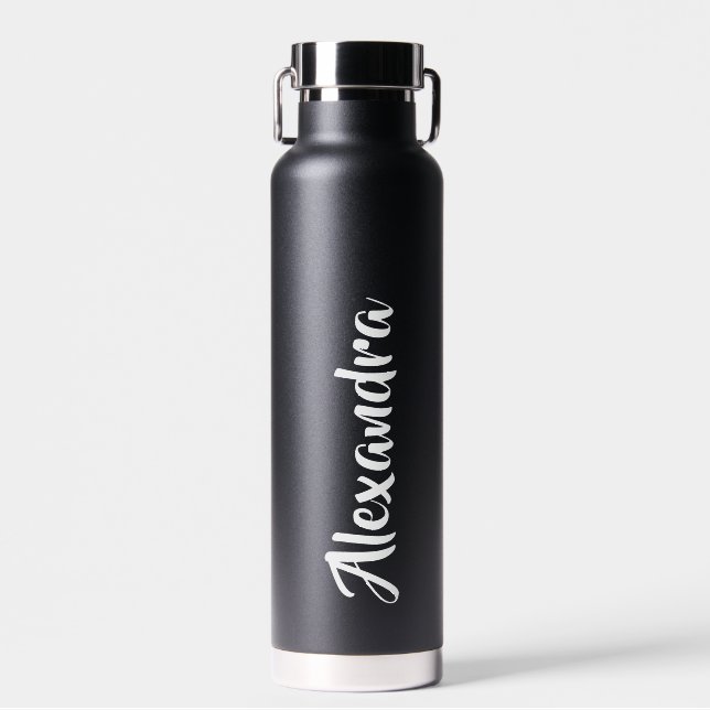 Erstellen Sie Ihre eigenen Namen Script Black Wedd Trinkflasche (Vorne)