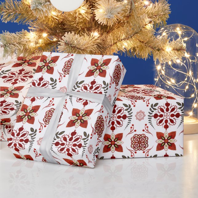 Erstellen Sie Ihre eigenen Nordic Red & Gold Motiv Geschenkpapier (Feiertage)