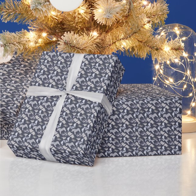 Erstellen Sie Ihre eigenen nordischen Graupferde,  Geschenkpapier (Feiertage)