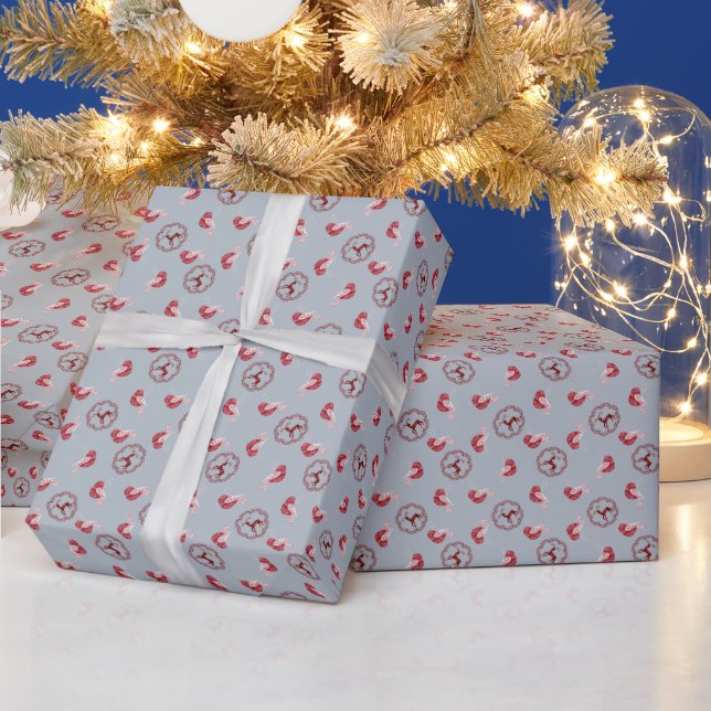 Erstellen Sie Ihre eigenen nordischen Rot- und Gra Geschenkpapier (Feiertage)