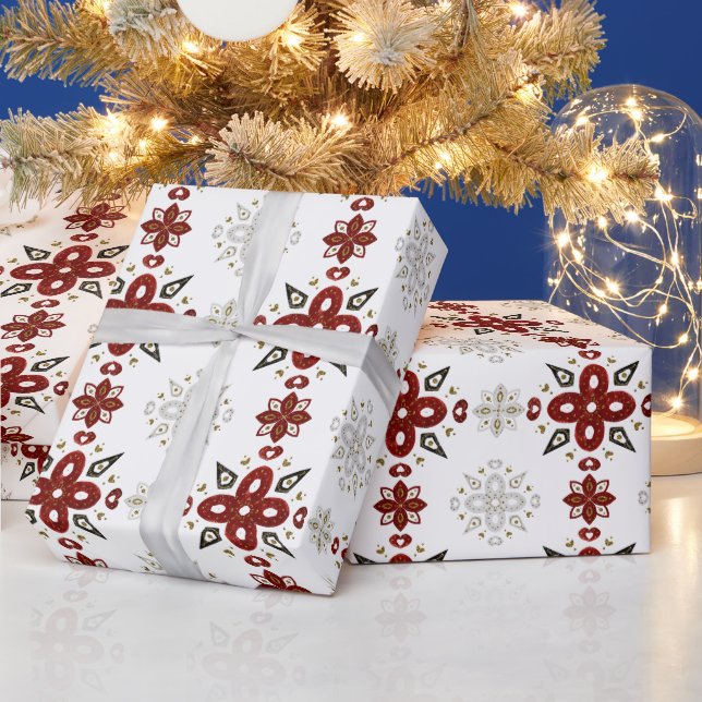 Erstellen Sie Ihre eigenen nordischen roten Blumen Geschenkpapier (Feiertage)