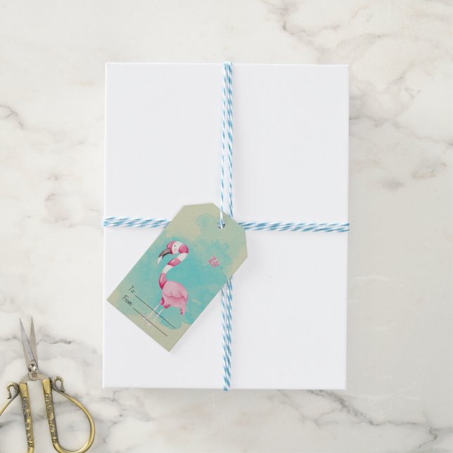 Erstellen Sie Ihre eigenen Peppermint Flamingo Wei Geschenkanhänger (Mit Garn)