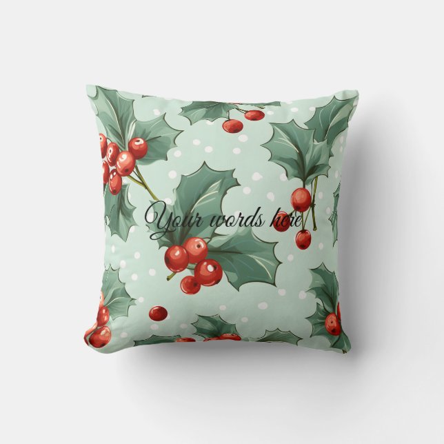 Erstellen Sie Ihre eigenen Polka Dots & Red Holly  Kissen (Vorderseite)