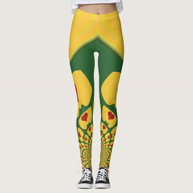Erstellen Sie Ihre eigenen Red Golden Jamaica Rast Leggings (Vorderseite)