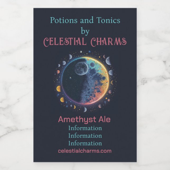 Erstellen Sie Ihre eigenen Regenbogenmonde Weinetikett (Einzelnes Label)