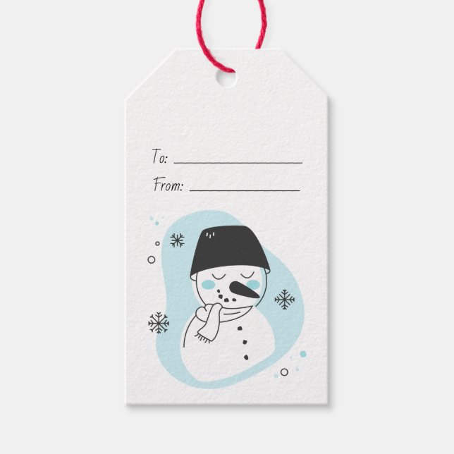 Erstellen Sie Ihre eigenen Retro Snowman Blue Weih Geschenkanhänger (Vorderseite)