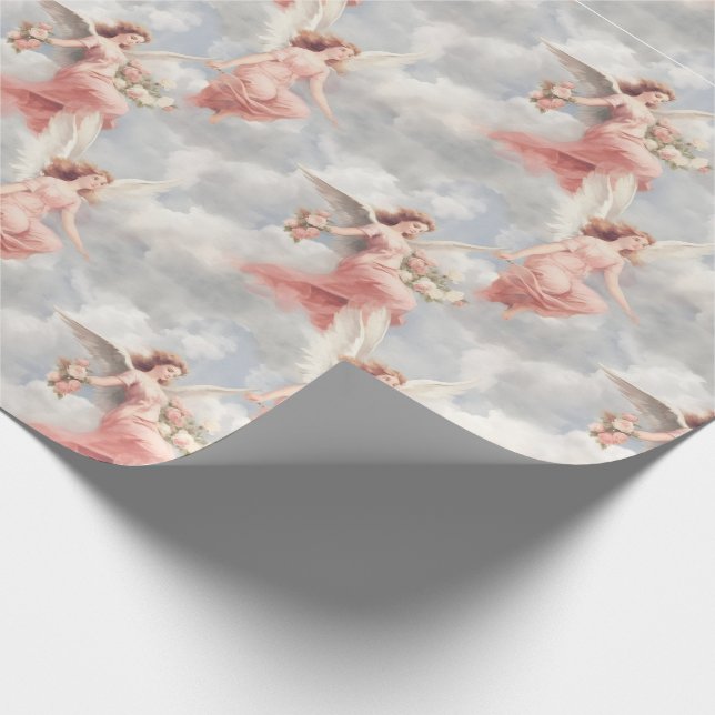 Erstellen Sie Ihre eigenen rosa Engel & Rose Geschenkpapier (Ecke)