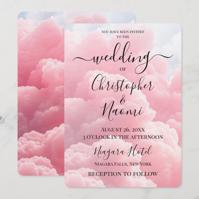 Erstellen Sie Ihre eigenen rosa Wolken Einladung (Vorne/Hinten)