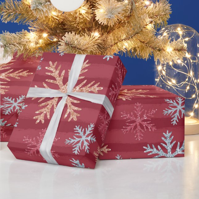 Erstellen Sie Ihre eigenen roten Schneeflocken Geschenkpapier (Feiertage)