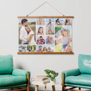 Erstellen Sie Ihre eigenen Rundecken 12 FotoCollag Wandteppich Mit Holzrahmen