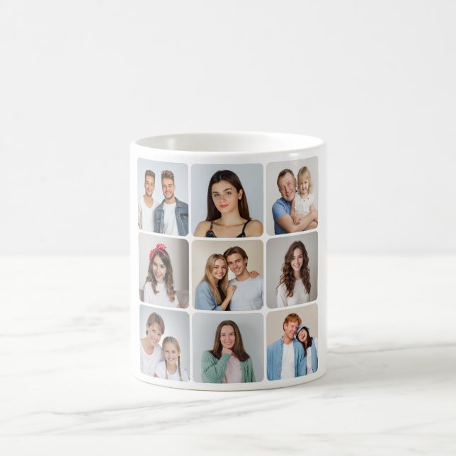 Erstellen Sie Ihre eigenen Rundecken 9 FotoCollage Kaffeetasse (Mittel)