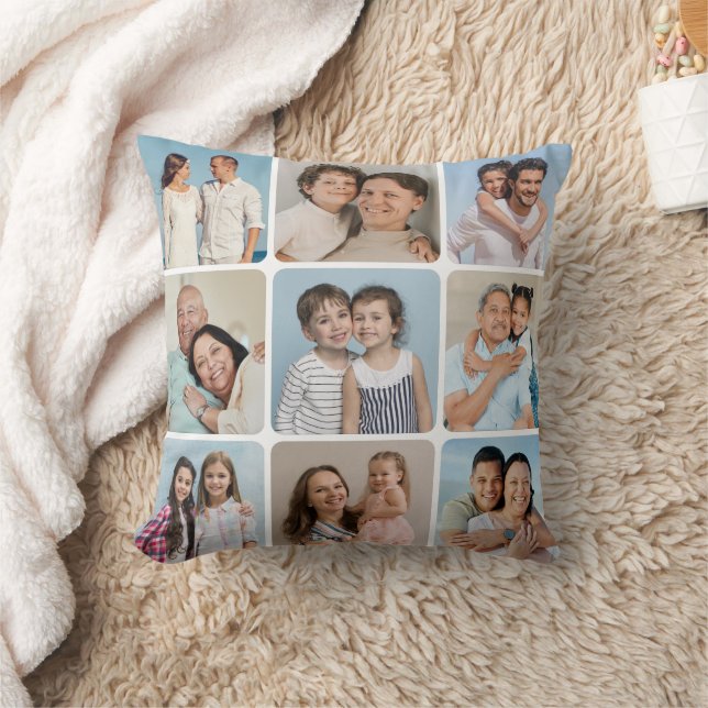Erstellen Sie Ihre eigenen Rundecken 9 FotoCollage Kissen (Decke)
