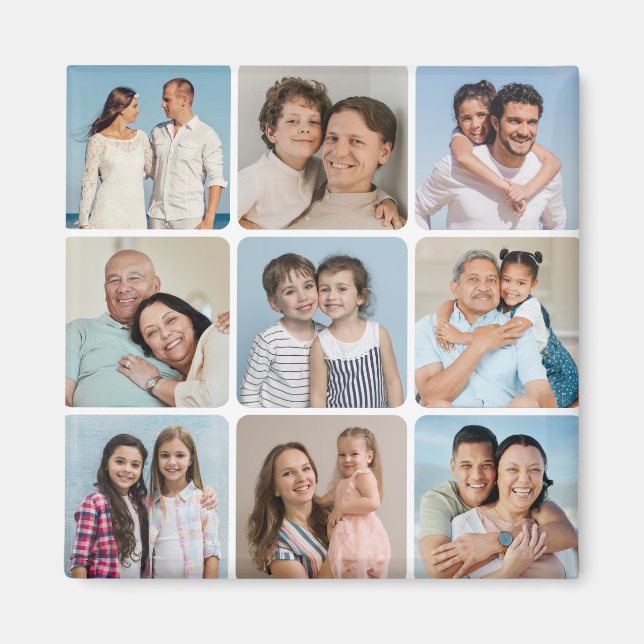 Erstellen Sie Ihre eigenen Rundecken 9 FotoCollage Magnet (Vorne)