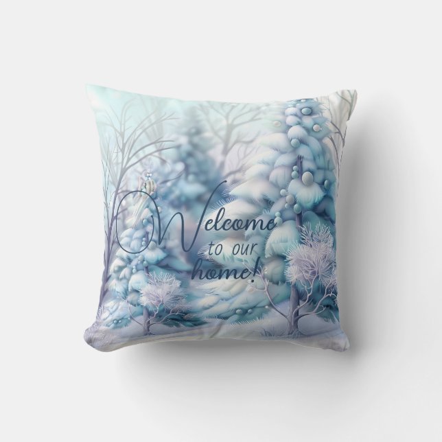 Erstellen Sie Ihre eigenen, sanft verschneiten Bäu Kissen (Vorderseite)