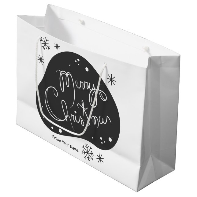 Erstellen Sie Ihre eigenen Schwarz & Weiß frohe We Große Geschenktüte (Vorderseite Schrägansicht)