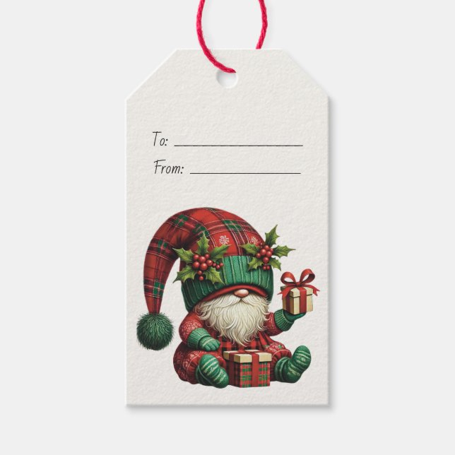 Erstellen Sie Ihre eigenen Weihnachten Kariert Gno Geschenkanhänger (Vorderseite)