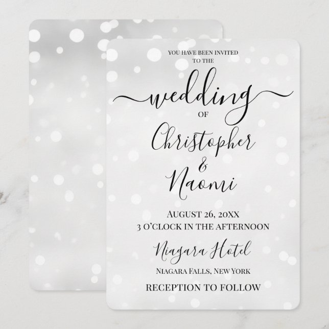 Erstellen Sie Ihre eigenen weißen Speck Hochzeit Einladung (Vorne/Hinten)