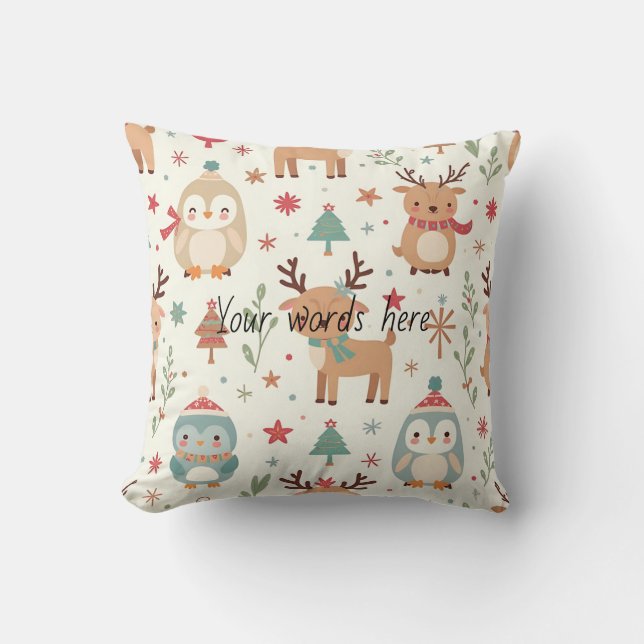 Erstellen Sie Ihre eigenen Winter Kawaii Tiere Kissen (Vorderseite)