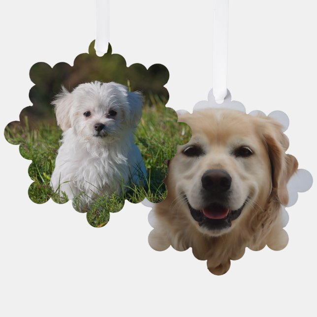 Erstellen Sie Ihre eigenen zweiseitigen Hunde-Foto Ornament Karte (Vorderseite/Rückseite)