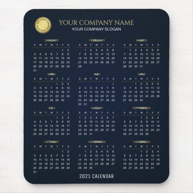 Erstellen Sie Ihren eigenen 2021 Firmenkalender |  Mousepad (Vorne)
