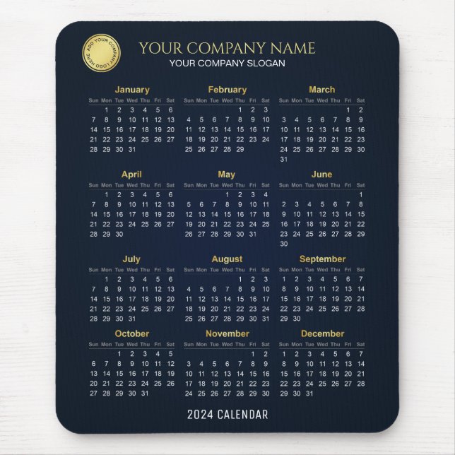 Erstellen Sie Ihren eigenen 2024 Firmenkalender |  Mousepad (Vorne)