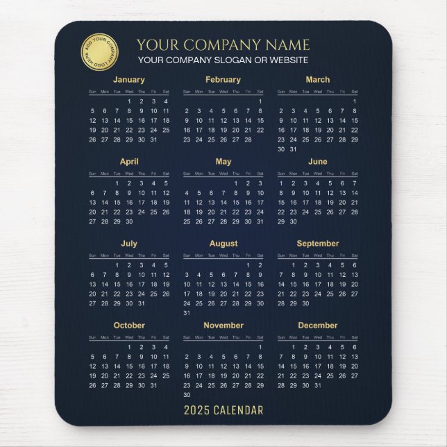 Erstellen Sie Ihren eigenen 2025 Firmenkalender |  Mousepad (Vorne)