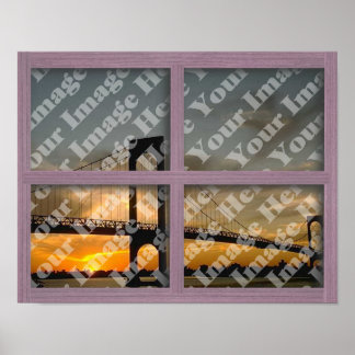 Erstellen Sie Ihren eigenen 4-Pan-Rosa-Holzfenster Poster