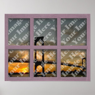 Erstellen Sie Ihren eigenen 6-Pan-Rosa-Holzfenster Poster
