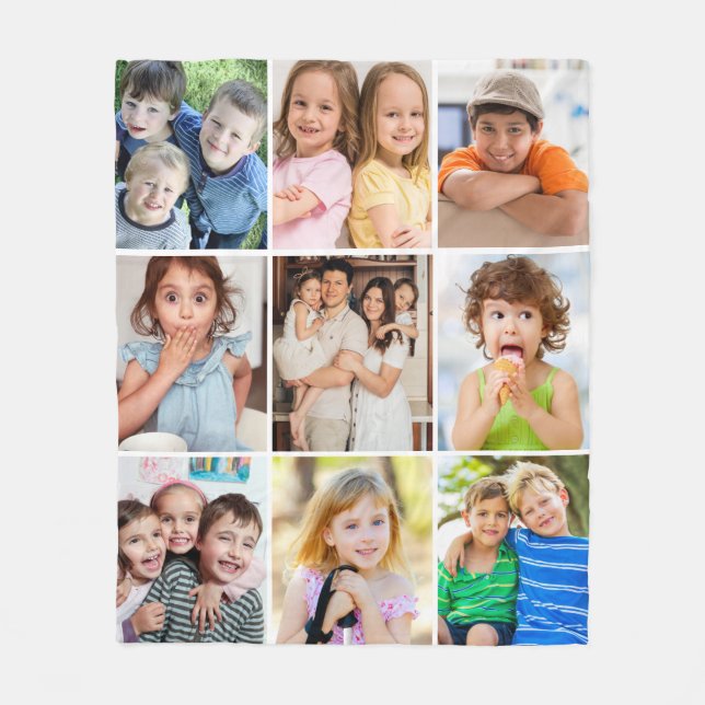 Erstellen Sie Ihren eigenen 9-Foto Collage Keepake Fleecedecke (Vorderseite)