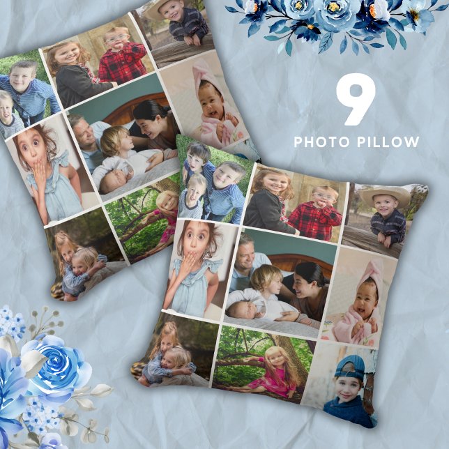 Erstellen Sie Ihren eigenen 9-Foto Collage Keepake Kissen (Create Your Own 9 Photo Collage Keepsake Throw Pillow)