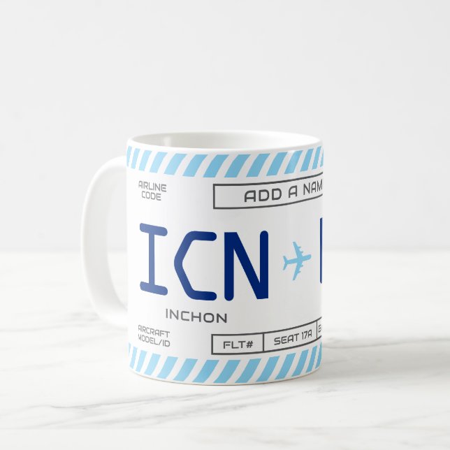 Erstellen Sie Ihren eigenen Boarding-Pass-Mug für  Kaffeetasse (Vorderseite Links)