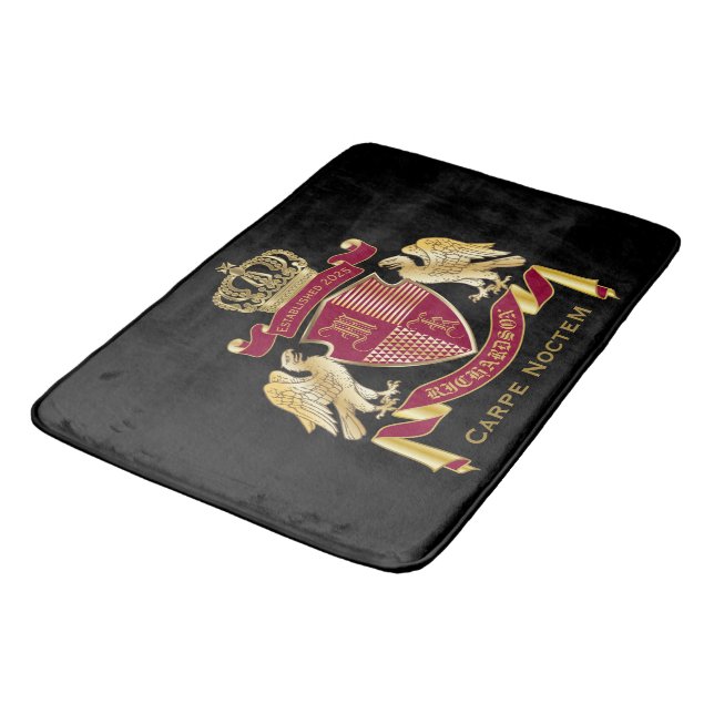 Erstellen Sie Ihren eigenen Coat des Arms Red Gold Badematte (Schrägansicht)