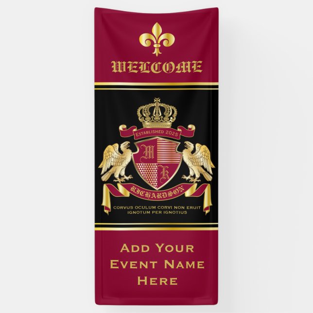 Erstellen Sie Ihren eigenen Coat des Arms Red Gold Banner (Vertikal)