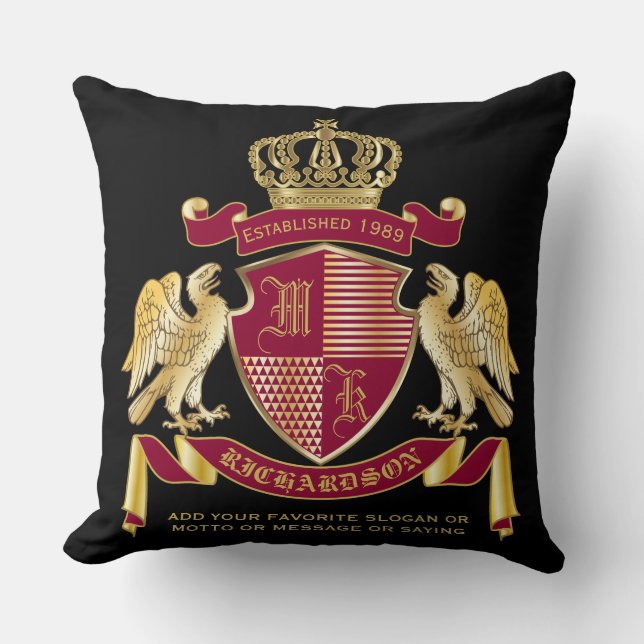 Erstellen Sie Ihren eigenen Coat des Arms Red Gold Kissen (Vorderseite)