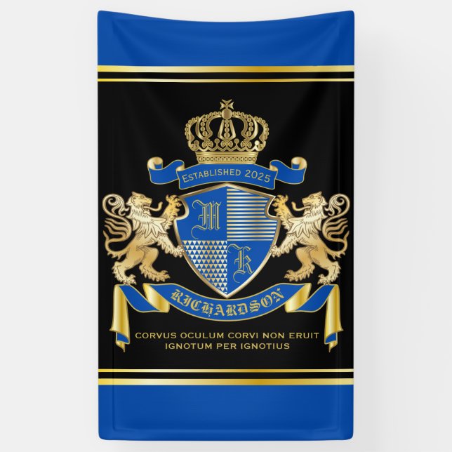 Erstellen Sie Ihren eigenen Coat von Arms Blue Gol Banner (Vertikal)