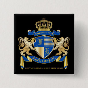 Erstellen Sie Ihren eigenen Coat von Arms Blue Gol Button