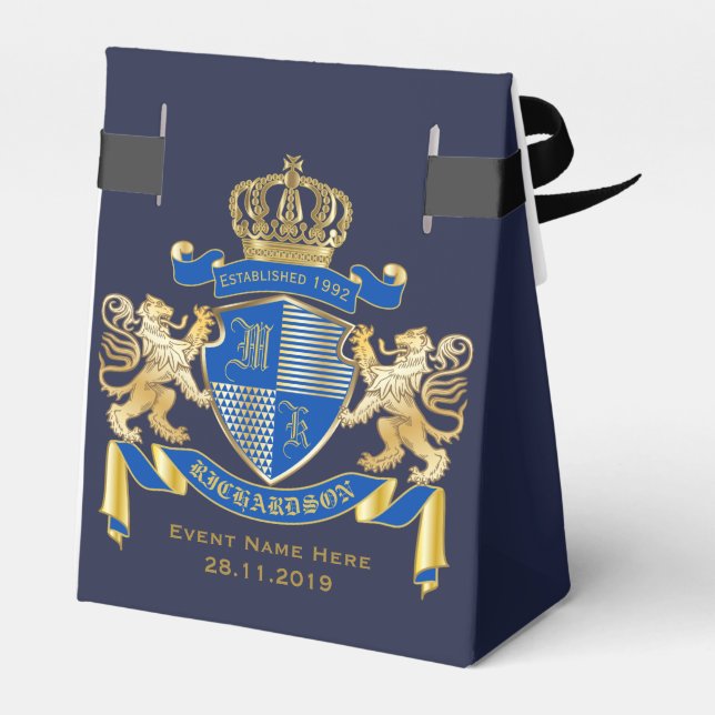 Erstellen Sie Ihren eigenen Coat von Arms Blue Gol Geschenkschachtel (Rückseite)