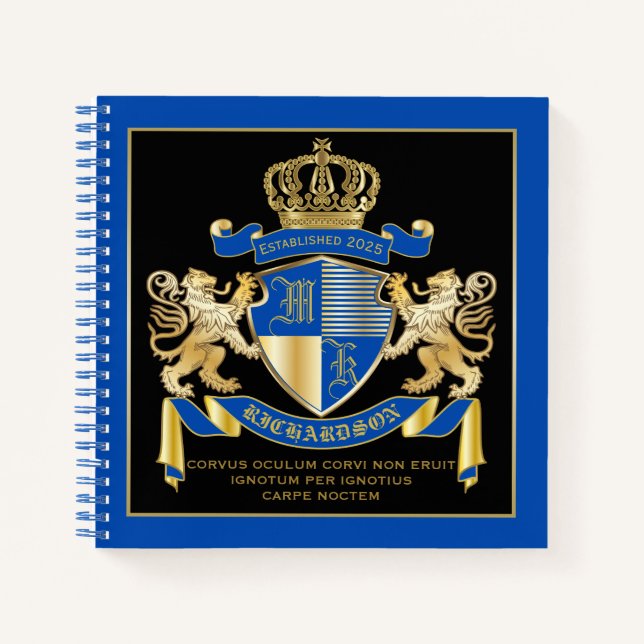 Erstellen Sie Ihren eigenen Coat von Arms Blue Gol Notizbuch (Vorderseite)
