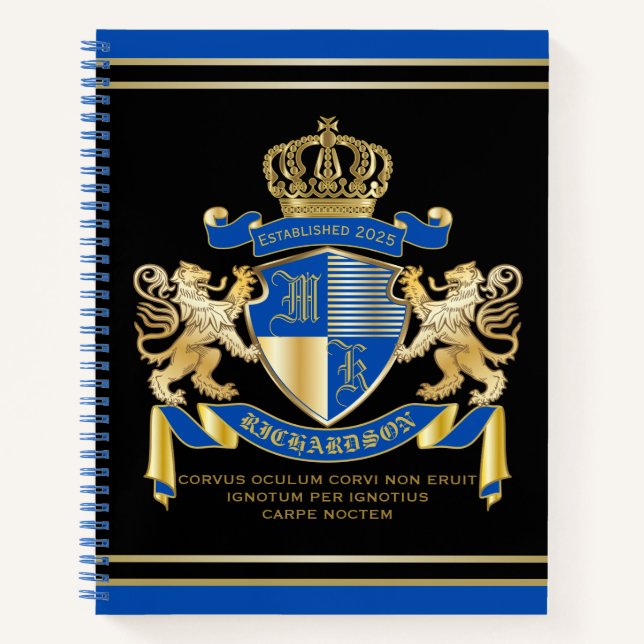 Erstellen Sie Ihren eigenen Coat von Arms Blue Gol Notizbuch (Vorderseite)