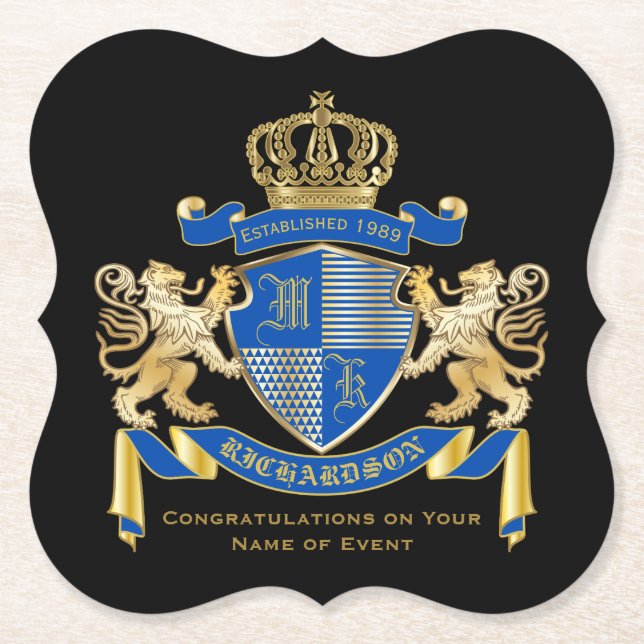 Erstellen Sie Ihren eigenen Coat von Arms Blue Gol Untersetzer (Vorderseite)