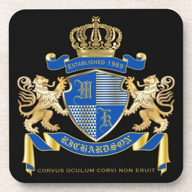 Erstellen Sie Ihren eigenen Coat von Arms Blue Gol Untersetzer (Vorderseite)